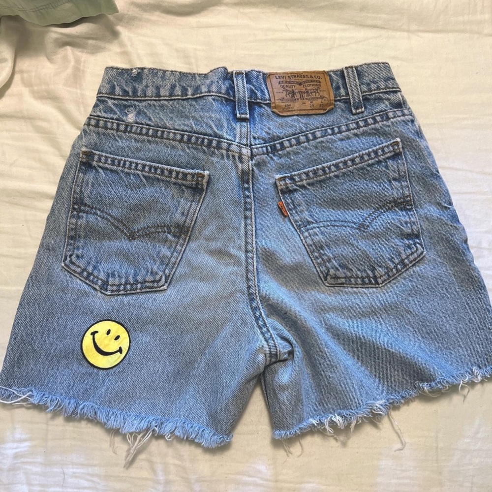 Vintage Levi Cut Off Shorts Smiley Patchwork size 25